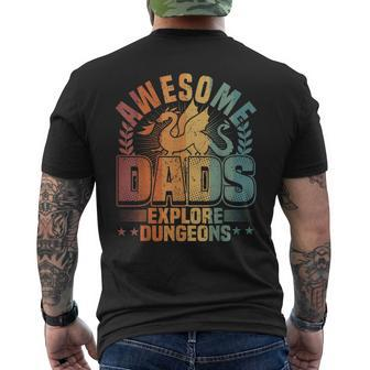 Awesome Dads Explore Dungeons Rpg Gaming & Board Game Dad Mens Back Print T-shirt - Seseable
