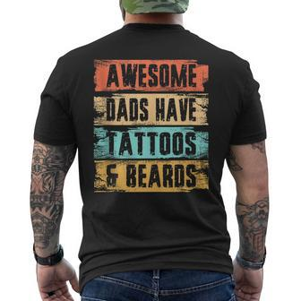 Awesome Dads Have Tattoos And Beards Vintage Fathers Day Men Mens Back Print T-shirt | Mazezy