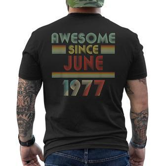 Awesome Since June 1977 Birthday 43 Years Old 43Rd Men's Back Print T-shirt | Mazezy