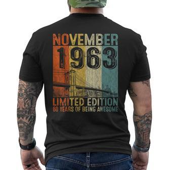 Awesome Since November 1963 Vintage 60Th Birthday Men Men's T-shirt Back Print - Seseable