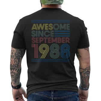 Awesome Since September 1988 Bday 34Th Birthday Men's T-shirt Back Print | Mazezy