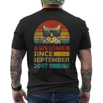 Awesome Since September 2007 16Th Birthday Cat Lover Men's T-shirt Back Print - Monsterry AU