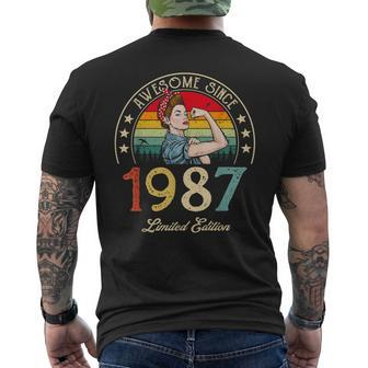 Awesome Since 1987 Vintage 1987 35Th Birthday 35 Years Old Mens Back Print T-shirt - Thegiftio UK