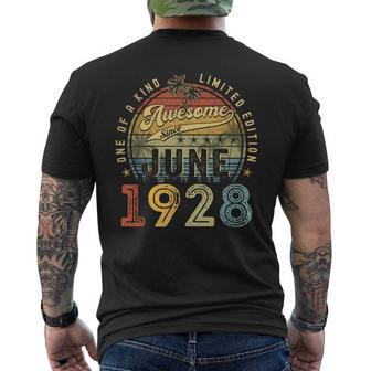 Awesome Since June 1928 Vintage 95Th Birthday Party Retro Mens Back Print T-shirt | Mazezy