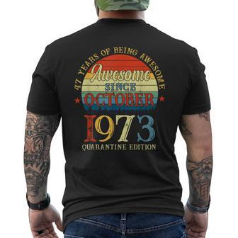 Awesome Since October 1973 47Th Birthday Gift Funny Mens Back Print T-shirt | Mazezy