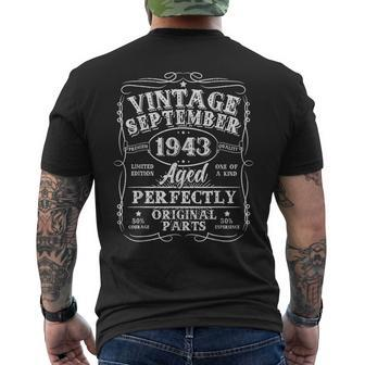 Awesome Since September 1943 Vintage 80Th Birthday Gifts Men 80Th Birthday Funny Gifts Mens Back Print T-shirt | Mazezy