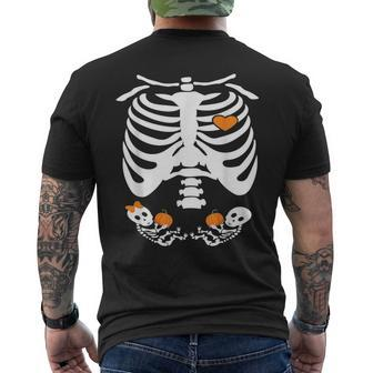 Baby Skeleton Thanksgiving Twins Pregnancy Announcement Mens Back Print T-shirt | Mazezy