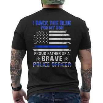 Back The Blue Son Proud Father Police Officer Men's Back Print T-shirt | Mazezy