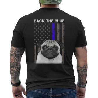 Back The Blue Thin Blue Line Us Flag Pug Do Mens Back Print T-shirt - Monsterry UK
