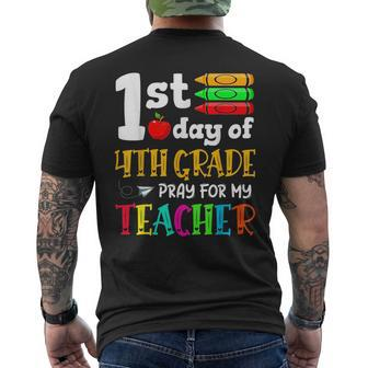 Back To School 1St Day Of 4Th Grade Pray For My Teacher Kids Mens Back Print T-shirt - Seseable