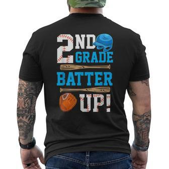 Back To School 2Nd Grade Batter Up Baseball First Day Boys Mens Back Print T-shirt | Mazezy
