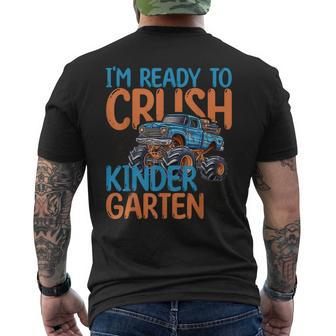 Back To School Boys First Day Of Kindergarten Monster Truck Mens Back Print T-shirt - Seseable