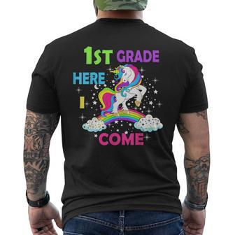 Back To School Unicorn Hello First Day Of First Grade Girls Mens Back Print T-shirt - Seseable