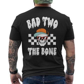 Bad Two The Bone 2Nd Birthday Halloween Skeleton Boy Men's T-shirt Back Print - Seseable