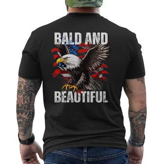 Bald And Beautiful July 4Th Independence Day America Eagle Mens Back Print T-shirt | Mazezy