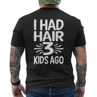 Bald Dad Father Of Three Triplets Husband Fathers Day For Women Men's Back Print T-shirt | Mazezy