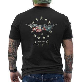 Bald Eagle Flag Vintage 1776 Mens Back Print T-shirt | Mazezy
