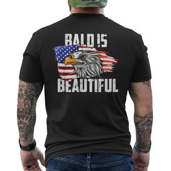 Bald Is Beautiful July 4Th Eagle Patriotic American Vintage Mens Back Print T-shirt | Mazezy