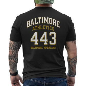 Baltimore Athletics 443 Baltimore Md For 443 Area Code Men's T-shirt Back Print | Mazezy