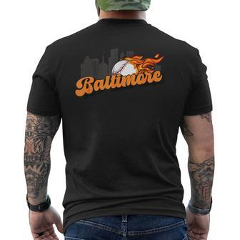 Baltimore Baseball Vintage City Skyline Retro Baseball Lover Men's T-shirt Back Print