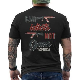 Ban Idiots Not Guns Flag Men's T-shirt Back Print | Mazezy