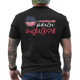 Banjo Grandpa 4Th Of July American Flag Usa Mens Back Print T-shirt | Mazezy