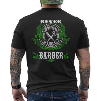 Barber Never Underestimate The Power Of A Barber Men's T-shirt Back Print - Monsterry DE