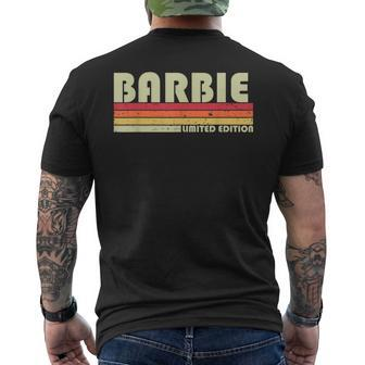 Barbie Name Personalized Retro Vintage 80S 90S Birthday Men's Back Print T-shirt | Mazezy