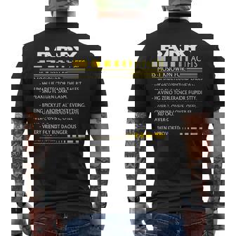 Barry Name Gift Barry Facts V2 Mens Back Print T-shirt - Seseable