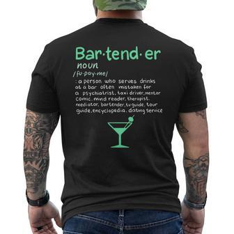 Bartender Definition For Mixologists Men's T-shirt Back Print - Seseable
