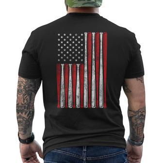 Baseball American Flag Usa Red White Blue 4Th Of July Mens Back Print T-shirt | Mazezy