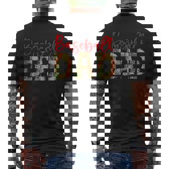 Baseball Dad Camouflage Funny Fathers Day Baseball Lover Funny Gifts For Dad Mens Back Print T-shirt | Mazezy