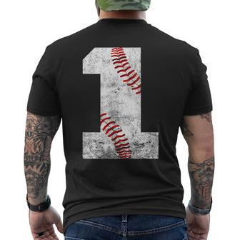 Baseball Jersey Number 1 Vintage 1St Birthday Mens Back Print T-shirt | Mazezy