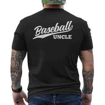 Baseball Uncle Retro 1970S Cursive Font Dark Mens Back Print T-shirt | Mazezy