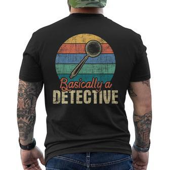 Basically A Detective - Retro Investigator Inspector Spying Mens Back Print T-shirt - Monsterry