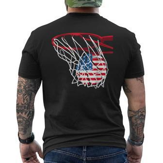Basketball 4Th Of July American Flag Patriotic Men Boys Usa Mens Back Print T-shirt | Mazezy