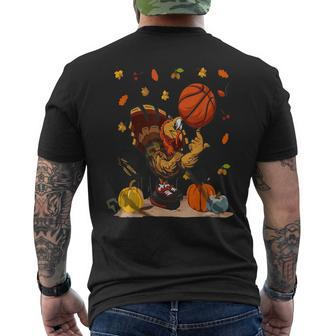 Basketball Player Turkey Day Thanksgiving Sport Men's T-shirt Back Print - Seseable