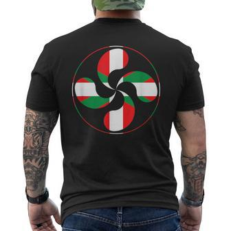 Basque Lauburu Country Cross Ikurrina Euskal Herria Eu Spain Mens Back Print T-shirt | Mazezy
