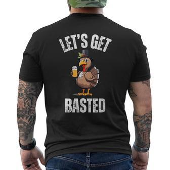 Lets Get Basted Thanksgiving Drinking Turkey Day Men's T-shirt Back Print - Seseable
