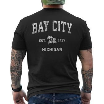 Bay City Mi Vintage Nautical Boat Anchor Flag Sports Mens Back Print T-shirt | Mazezy