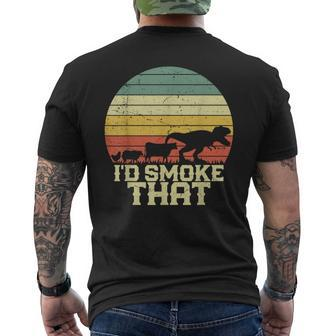 Bbq Id Smoke That Smoking Grilling Dinosaur Funny Mens Back Print T-shirt - Seseable