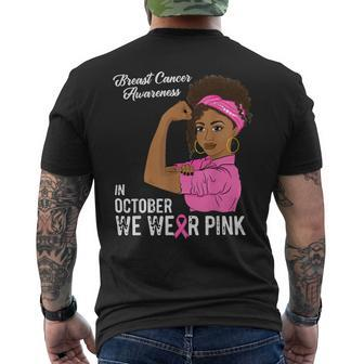 Bc Breast Cancer Awareness In October We Wear Pink Black Girl Breast Cancer1 Cancer Mens Back Print T-shirt - Monsterry DE