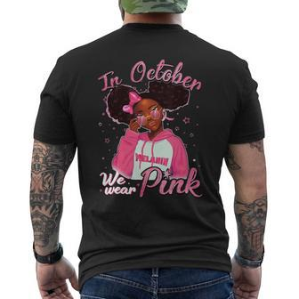 Bc Breast Cancer Awareness In October We Wear Pink Black Girl Cancer Mens Back Print T-shirt - Monsterry