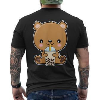 Bear Boba Bubble Milk Tea Kawaii Cute Animal Lover Gifts For Bear Lovers Funny Gifts Mens Back Print T-shirt | Mazezy