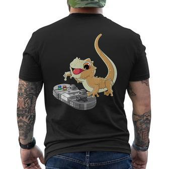 Bearded Dragon Playing Video Game Reptiles Pagona Gamers Men's T-shirt Back Print | Mazezy