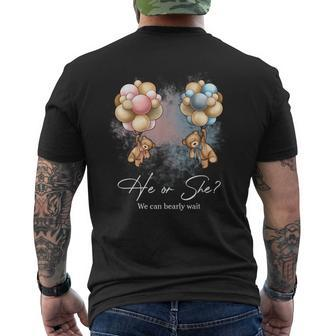 Bears Balloons We Can Bearly Wait Gender Reveal Mens Back Print T-shirt - Seseable