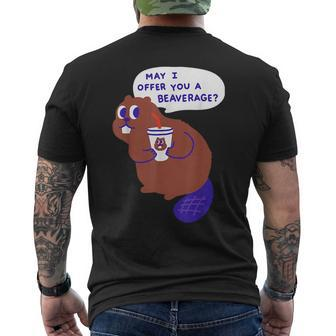 Beaver Offers A Beverage Mens Back Print T-shirt | Mazezy