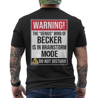 Becker Name Gift The Genius Mind Of Becker Mens Back Print T-shirt - Seseable