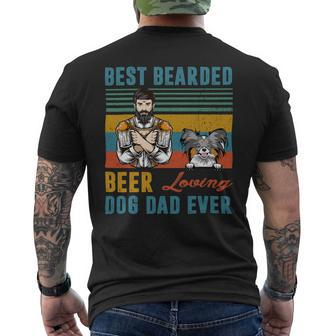 Beer Best Bearded Beer Loving Dog Dad Ever Papillon Dog Lover Mens Back Print T-shirt - Monsterry DE