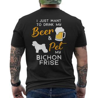 Beer Bichon Frise Dog Beer Lover Owner Christmas Birthday Gift Mens Back Print T-shirt - Monsterry DE